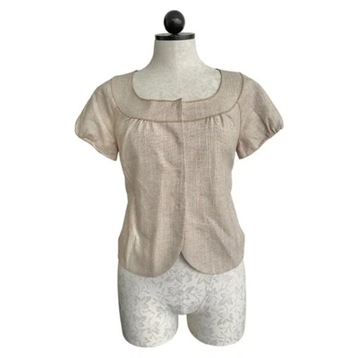 Nine West Jacket Cotton Linen Cap Sleeves Gold Size 2 - Image 1 of 4