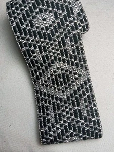 Silver Metallic & Black Fashion Trim Ribbon 7 Feet x 2" Width Pliable Stunning - Picture 1 of 11