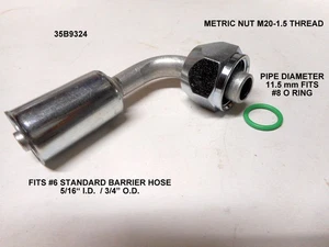 A/C FITTING,METRIC 90° Female O-ring Beadlock m20-1.5 Thread #6 Hose 35B9324 - Picture 1 of 2