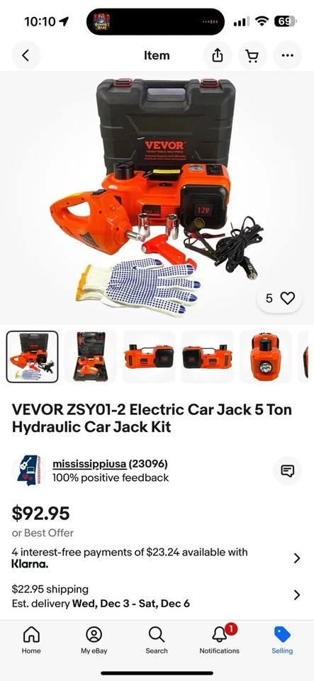 VEVOR ZSY01-2 Gato Coche Eléctrico 5 Ton Kit Gato Hidráulico Coche Foto 1 de 4