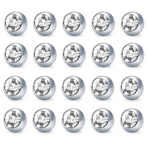 20X Replacement Balls Clear gem Ball Tongue Nose Lip Ear Piercing Barbell Parts - Picture 1 of 4