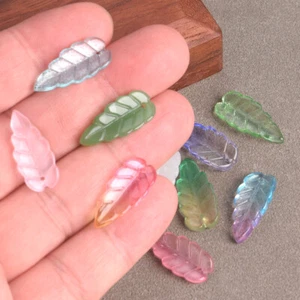 10pcs 24x10mm Leaf Petal Shape Lampwork Glass Loose Beads Top Drilled Pendants - Imagen 1 de 23