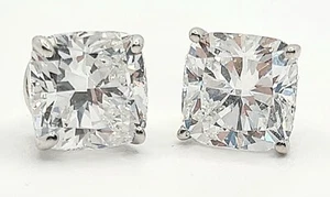 2.00 Cushion E VS1 Lab Grown Diamond Studs IGI Certified 14k White Gold - Picture 1 of 5