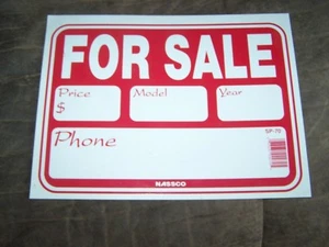 Large Outdoor Plastic Auto "FOR SALE" Model: Price: Year" Phone: 12"x9" sign - Picture 1 of 1
