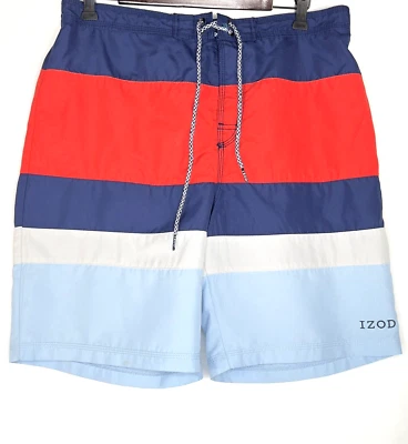  Bañador Izod azul rojo blanco azul malla pantalones cortos interior para hombre talla LG Foto 1 de 4