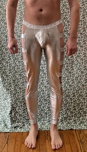Andrew Christian Men's Capsule Space Metallic Silver Size XL Compression Tights - Picture 1 of 22
