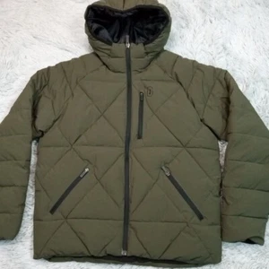 Bass Outdoor Jacket Mens M Green Insulated Hood Warm Cozy Comfort Gorpcore Zip - Picture 1 of 11