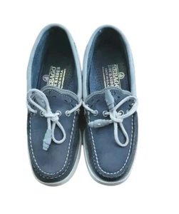 Sebago Docksides Womens Sz 5.5 M Boat Shoes Gray White Lace Up Moc Toe Slip On - Picture 1 of 11