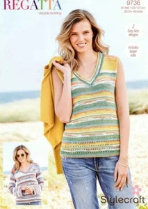 Stylecraft Regatta DK Knitting Pattern 9736 Ladies Long Sleeved & Sleeveless Top - Picture 1 of 3