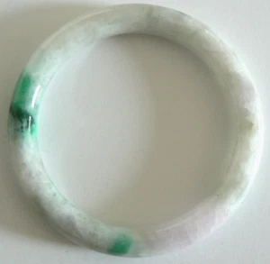 Brazalete Vintage Estate Jadeíta Natural Grado A Jade Corte Redondo Translúcido Regalo - Imagen 1 de 6
