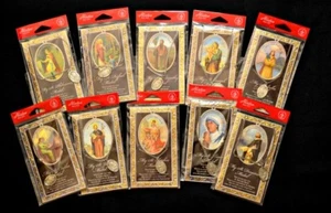 CHOOSE FRM 62 Pewter Patron Saint Medal on Chain Necklace Confirmation Gift NEW! - Picture 1 of 71