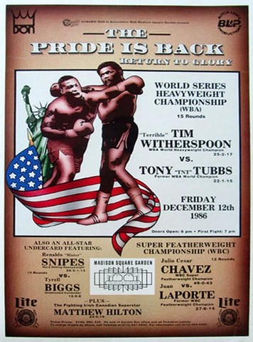 Original Tim Witherspoon v Tony Tubbs, Julio Cesar Chavez Boxing Fight Poster Cover
