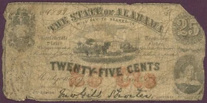 1863 Estado de Alabama Montgomery AL 25c CR-5 No.4889 (DL0621) - Imagen 1 de 2