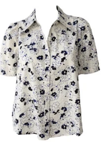 A Piece Apart Sonia Puff Button Up - Cream Pansy Floral Size 8 - Picture 1 of 4