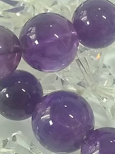 34" Long Vintage Art Deco Genuine Amethyst & Faceted Glass Necklace - Picture 1 of 9