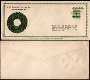 COPERTINA AMERICANA PUBBLICITÀ, JW STOWELL PRINTING CO, FEDERALSBURG, MD, SCARSO NATALE - Foto 1 di 1