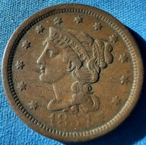 1854 Liberty Head geflochtenes Haar Kronett großer Cent * unbewertet * eine sehr scharfe Münze! - Bild 1 von 4