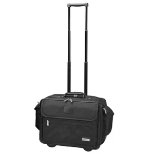 Black New Rolling Computer Laptop Multiple Pockets Holder Business Briefcase - Picture 1 of 2
