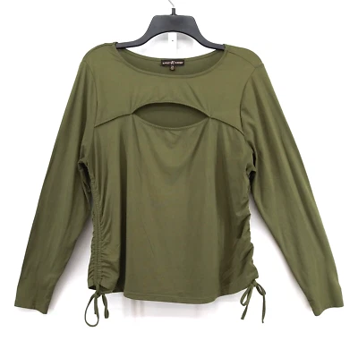 Camisa blusa pulóver manga larga verde oliva talla 2X casi famosa para mujer Foto 1 de 4