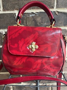 NWT $229 Patricia Nash Celestina Top Handle Crossbody Satin Leaves red - Picture 1 of 5