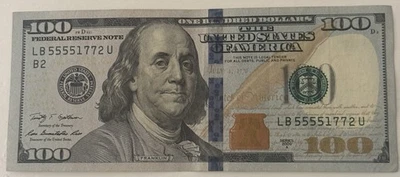 Billete de 100 dólares serie A 2009 cuádruple y doble número de serie raro Foto 1 de 4