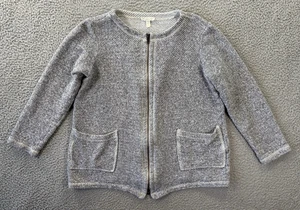 Eileen Fisher Terry Jacket Womens XS Full Zip Pockets Organic Cotton Minimalist - Picture 1 of 12