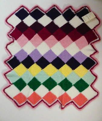 Nueva manta de recepción de cuna de bebé hecha a mano multicolor Foto 1 de 4