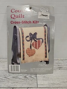 What's New Country Quilt Blue Rack Hearts on Bow Cross Stitch Kit #075112 - Picture 1 of 5