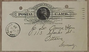 USA Briefmarken Postkarte Boston nach Ottawa gestempelt 1889 - Bild 1 von 1