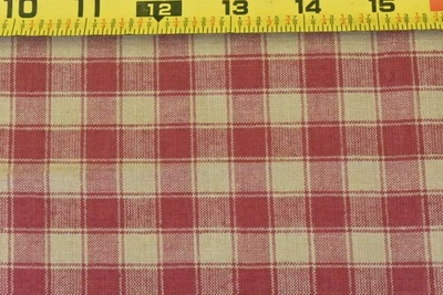 Por 1/2 yarda, vintage, borgoña y bronceado a cuadros/guinga algodón hecho en casa, V621 Foto 1 de 4