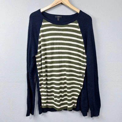 Suéter J.Crew Talla XL Rayas Lana Cabello de Conejo Mezcla Codo Parche Preppy Academia Foto 1 de 4
