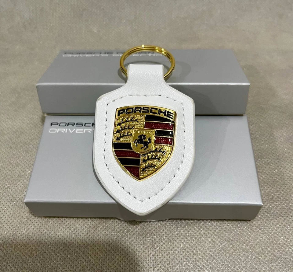 Llavero de cuero blanco genuino Porsche WAP0500950E - Nuevo regalo 2025 Foto 1 de 4