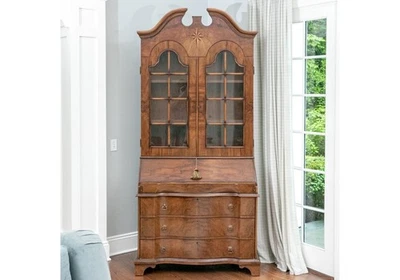 Vintage Custom Queen Anne Style Italian Slant Front Secretary Bookcase - Image 1 of 4