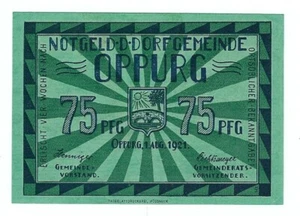 Notgeld - Oppurg - Dorfgemeinde Oppurg - 75 Pf. - 1921 - Format 94 x 67 - Picture 1 of 2