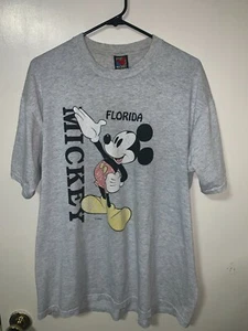 Vintage Velva Sheen 90s Disney Florida Mickey Mouse Graphic T Shirt XL Gray Soft - Picture 1 of 8
