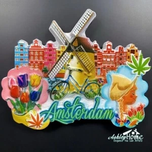 Amsterdam Holland Netherlands Tourism Souvenir Resin Refrigerator Fridge Magnet - Picture 1 of 3