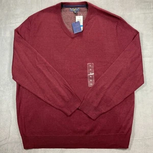 CLUB ROOM Maroon DUST VNECK MERINO WOOL BLEND SWEATER Size XL - Picture 1 of 9