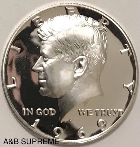 1969 S Kennedy Half Dollar Cameo Gem Proof 40% Silver Cover