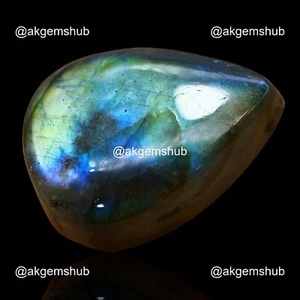 19.00 Cts Natural Pear Fire Labradorite Cabochon Earrings Making 21x16x7 mm - Picture 1 of 11