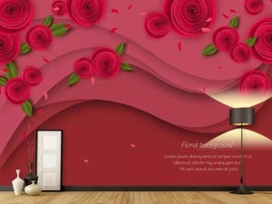 3D Flores Rojas H065 Mural Autoadhesivo Pegatina Desmontable Sinsin - Imagen 1 de 11