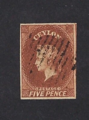 CEYLAN: Yv 4 (SG 10 ),1857-58, Wmk Star, used, 4 marges , Très beau VF/XF - Photo 1/2