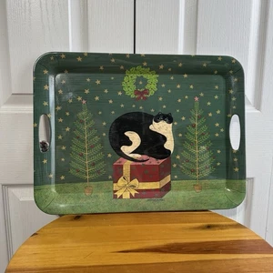 Selten Vintage Warren Kimble signierte Katze liegend Weihnachtsgeschenk Serviertablett - Bild 1 von 4