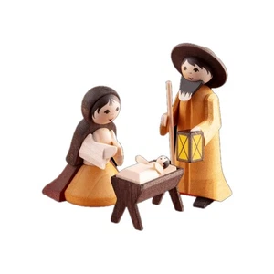 Heilige Familie 3-teilig gebeizt Krippenfiguren - Ulmik Erzgebirge - NEU & OVP - Picture 1 of 1