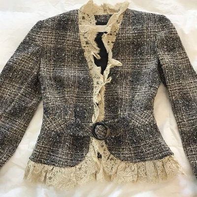 Chaqueta Blazer VALENTINO Tweed y Encaje Talla 2  Foto 1 de 4