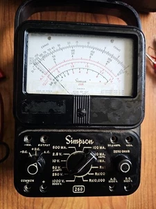 Vintage Simpson 260 Series 3 Analog Volt Ohm Meter W/Test Leads Alligator Clips - Picture 1 of 11