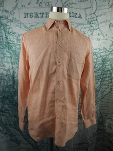 Martin Gordon Men's Linen Long Sleeve Shirt - Salmon Sz Medium - W122a - Picture 1 of 8