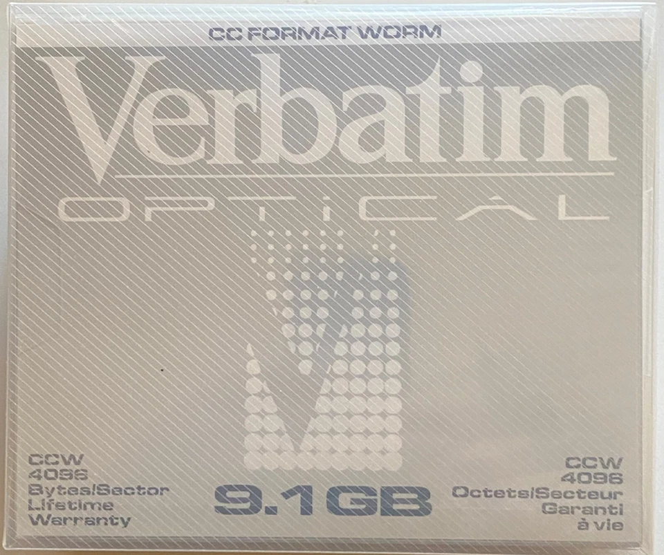 Verbatim 5,25” optical Disk, CCW Worm 9,1 GB 94124  Neu  & OVP - Bild 1 von 1