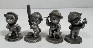 Avon Fine Pewter Vintage 1984 Set Of 4 School Themed Teddy Bear Figure Figurines - Picture 1 of 7