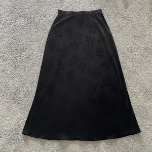 Vintage Whimsigoth Exact Change Midi Skirt Womens 9/10 Black Burnout Velvet Rose - Picture 1 of 7