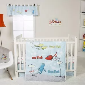Trend Lab Dr. Seuss One Fish Two Fish 4Piece Crib Bedding Set Nursery Baby Set - Picture 1 of 9